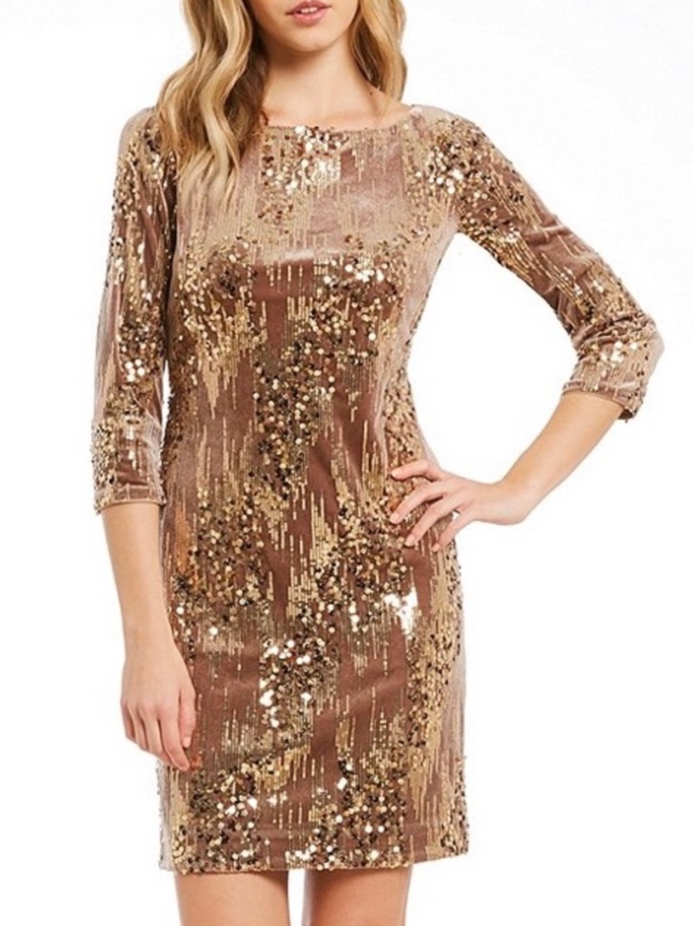 Eliza J velvet & sequin sheath dress